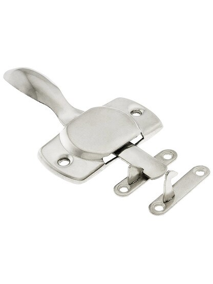 Solid Brass Reversible Hoosier Latch in Polished Nickel.